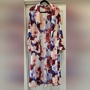 Floral long duster jacket